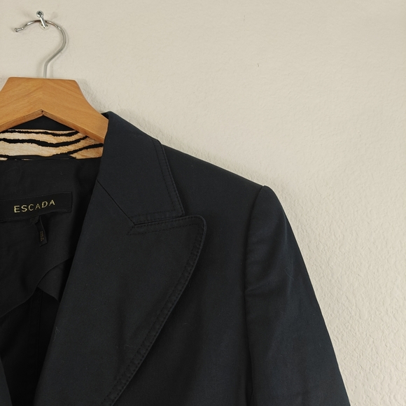 Escada Blazer Women's 36 Small Cotton Stretch Animal Print Cuffs 2 Button Jacket - Picture 10 of 15